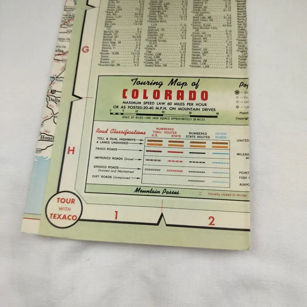Colorado Texaco Gas Station Vintage Travel Road Trip USA Map Vacation
